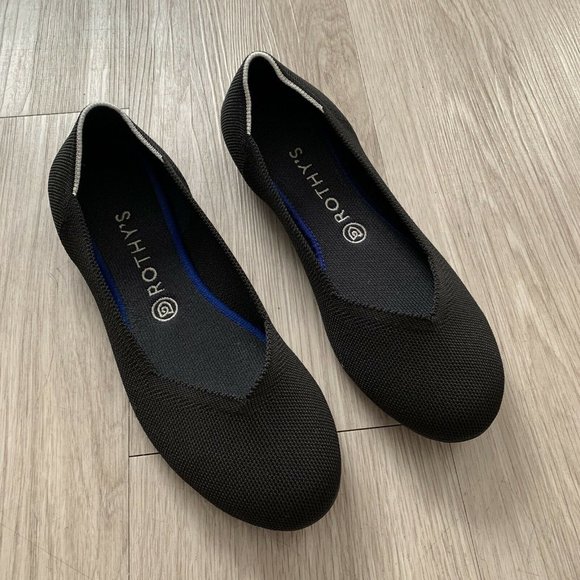 Rothy's Shoes - Rothy's Flats Round Toe Black White Halo Size 10.5